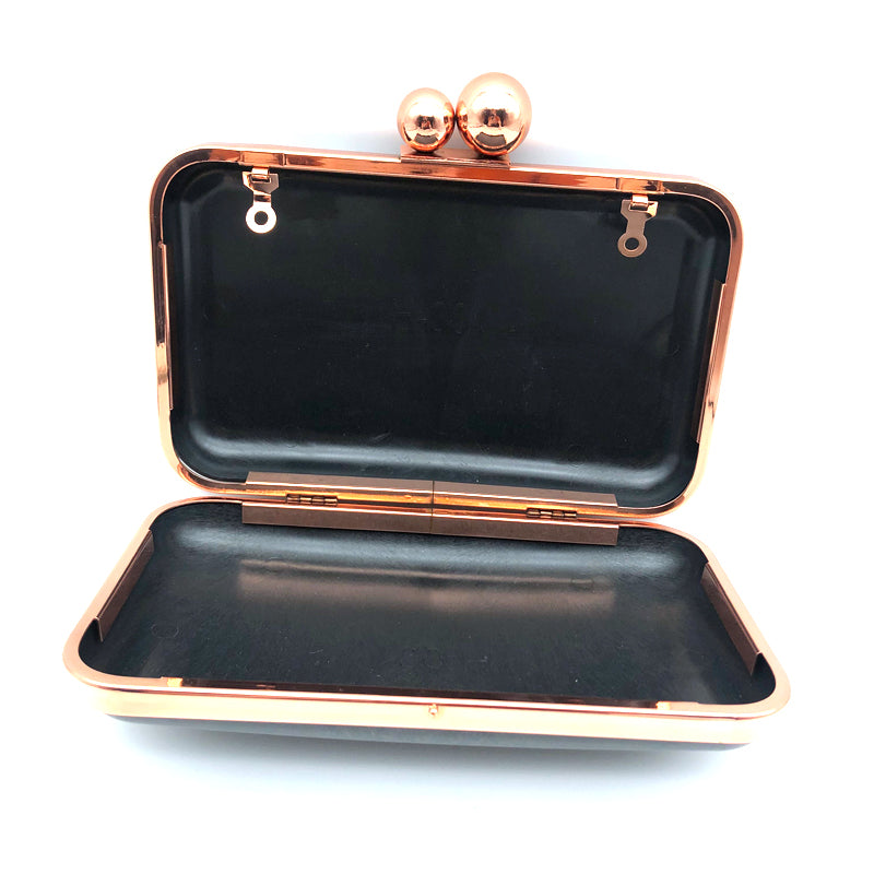 Exquisite Design Rose Gold Double Ball Head Fashion Purse Metal Frame Box Bag Accessories 12 x 20 CM