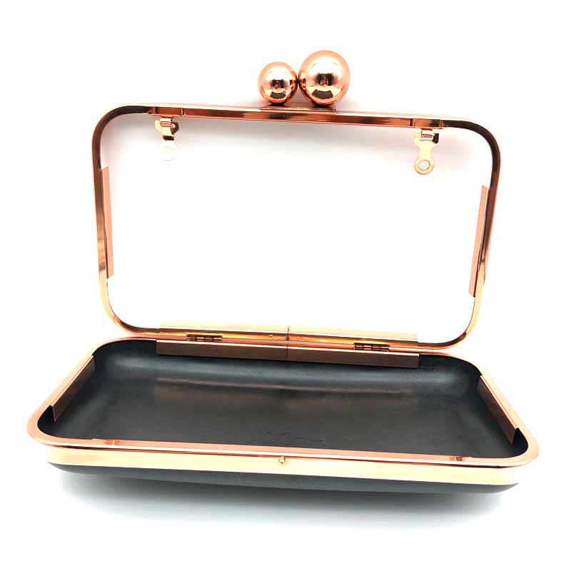 Exquisite Design Rose Gold Double Ball Head Fashion Purse Metal Frame Box Bag Accessories 12 x 20 CM