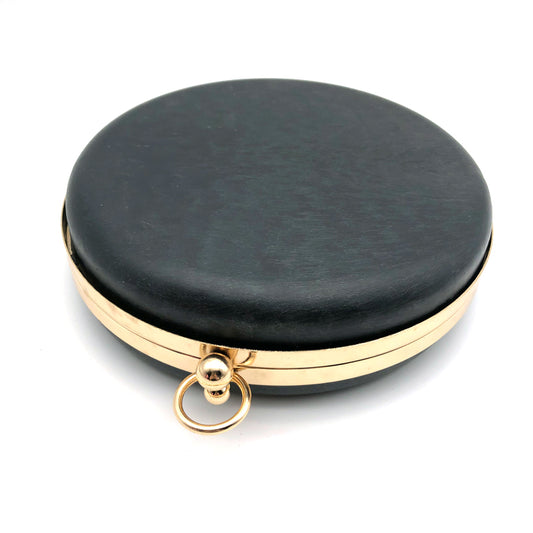 18CM Round Shaped Hanging Plating Gold Metal Frame Clutch Bag Plastic Box With Monk Head Lock Iron Circle Hardware