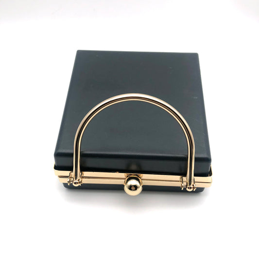 Rectangle Shape Plastic Box Metal Frame Monk Head Lock Light Gold Evening Bag Hardware Accessories 6.2 x 6.88 Inch