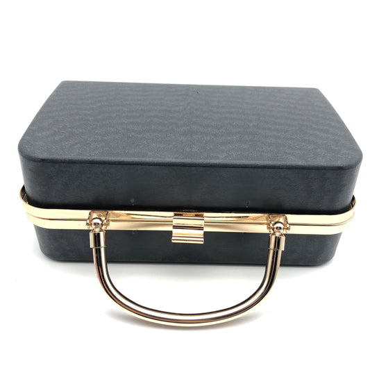 Thick Model Light Gold Herringbone Head Bag Metal Frame Black Plastic Shell Semi-Products Purse Box Accessories