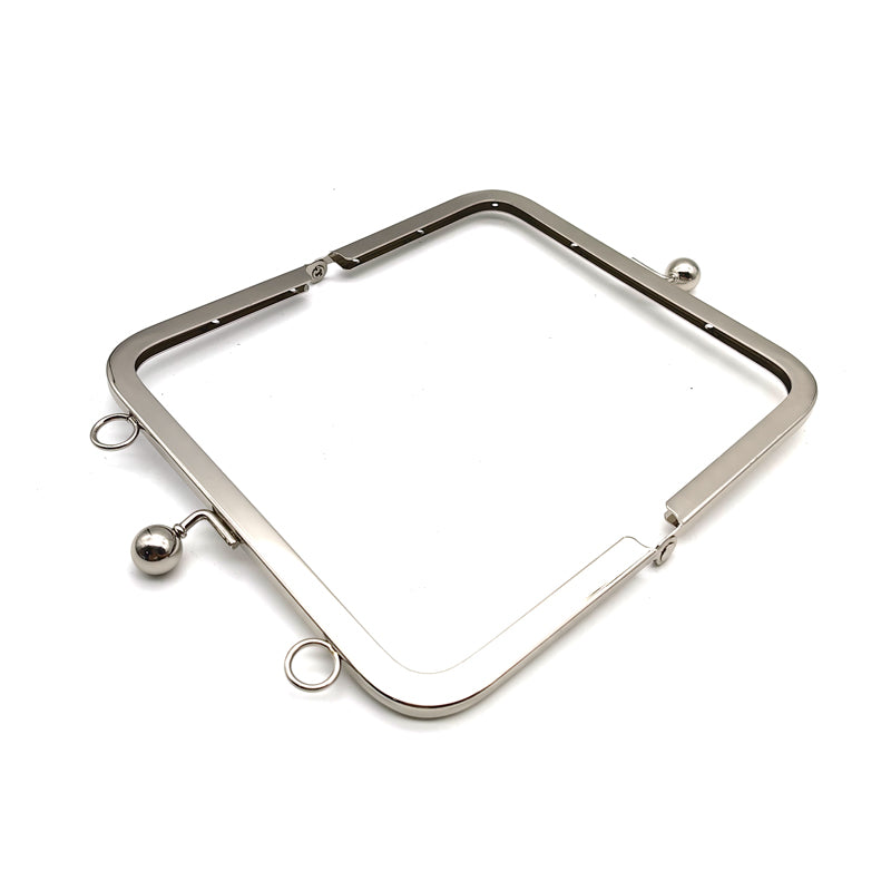 Simple generous style light gold & silver 15.5cm double ball kiss lock purse clasp metal frame with o ring decoration