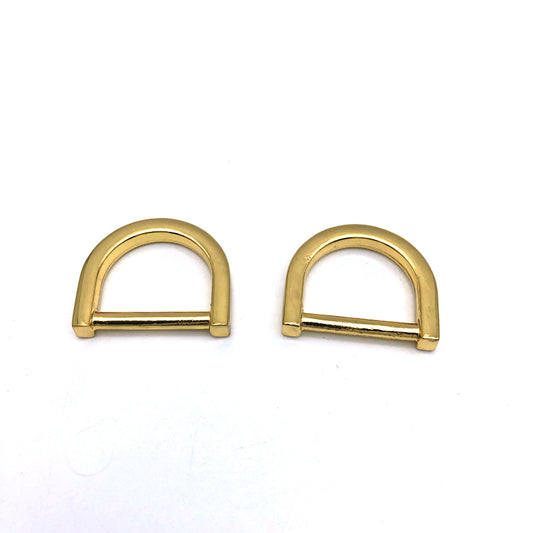 Luggage Handbag Accessories Flat Shape Zinc Alloy Light Gold 20 MM Metal D Rings Buckles For Leather Strap