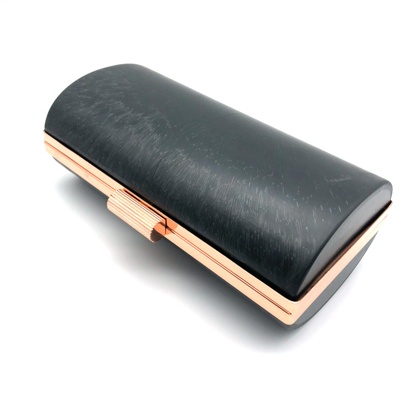 Design Rose Gold Iron Purse Clutch Bag Metal Frame Plastic Box Horizontal Pattern Rectangular Shape Head