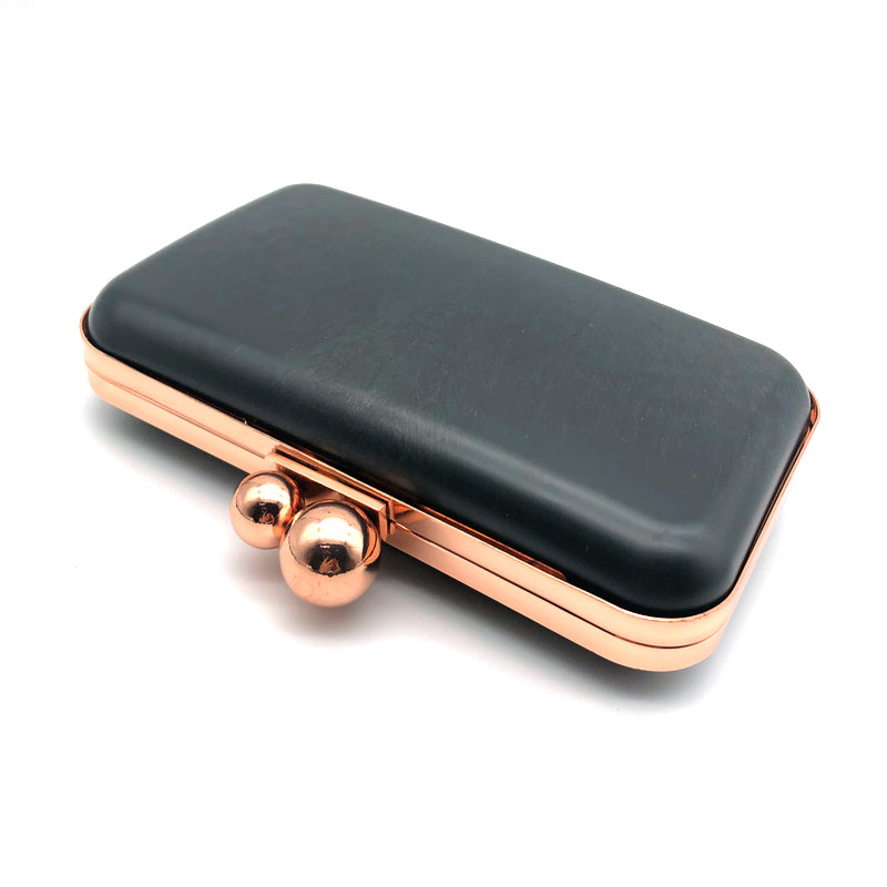 Exquisite Design Rose Gold Double Ball Head Fashion Purse Metal Frame Box Bag Accessories 12 x 20 CM