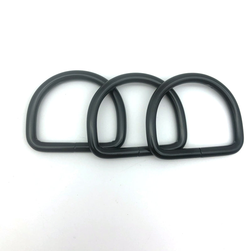 Customized Electrophoresis black iron material welded d rings for bag accessories