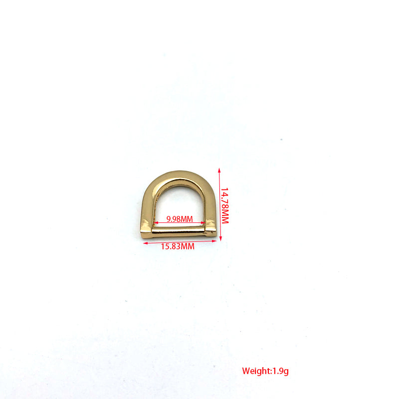 Refinement Workmanship Light Gold 10 MM Handbag Flat Metal D Ring Shoulder Buckles With Zinc Alloy