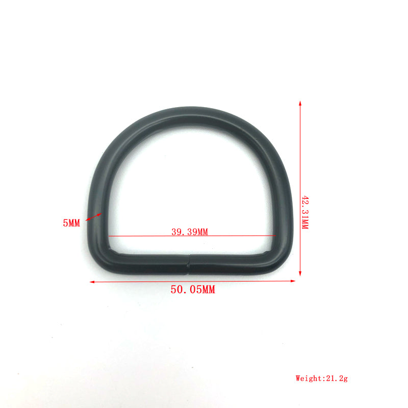 Customized Electrophoresis black iron material welded d rings for bag accessories