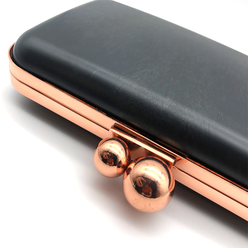 Exquisite Design Rose Gold Double Ball Head Fashion Purse Metal Frame Box Bag Accessories 12 x 20 CM