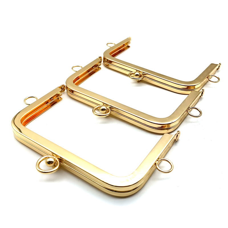 Simple design round ball kiss o ring clip lock light gold & silver clutch bag metal frame 13.5CM