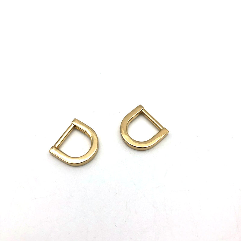 Refinement Workmanship Light Gold 10 MM Handbag Flat Metal D Ring Shoulder Buckles With Zinc Alloy