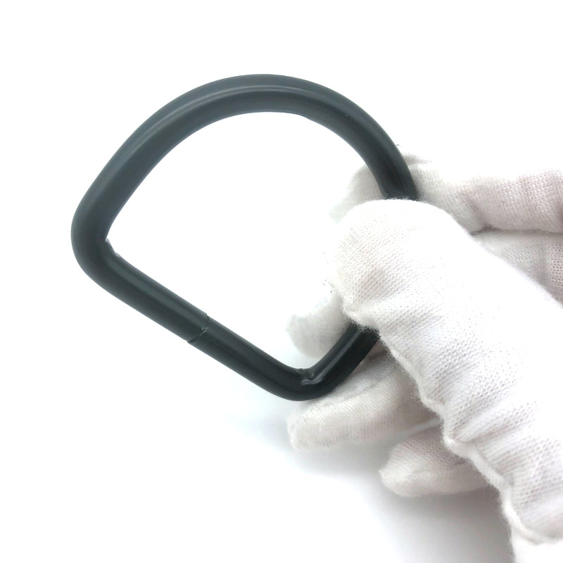 Customized Electrophoresis black iron material welded d rings for bag accessories