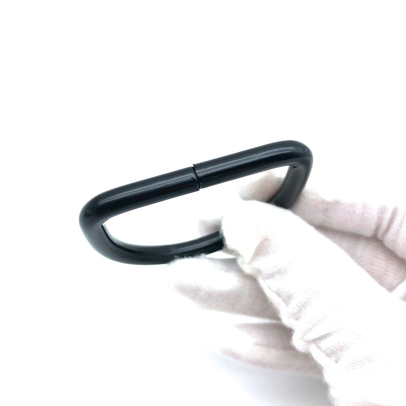 Customized Electrophoresis black iron material welded d rings for bag accessories