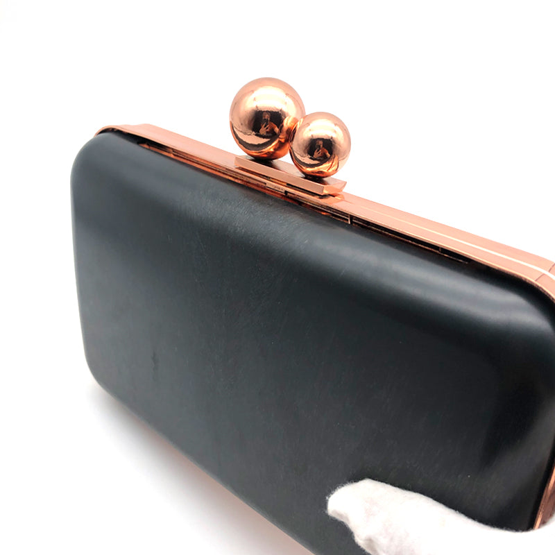 Exquisite Design Rose Gold Double Ball Head Fashion Purse Metal Frame Box Bag Accessories 12 x 20 CM