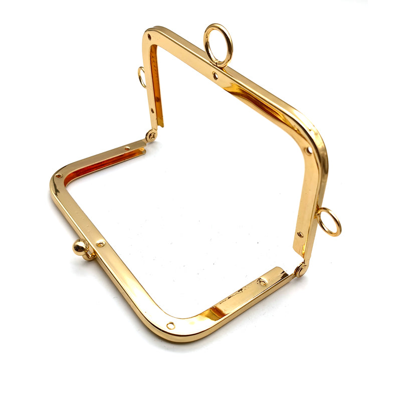 Simple design round ball kiss o ring clip lock light gold & silver clutch bag metal frame 13.5CM