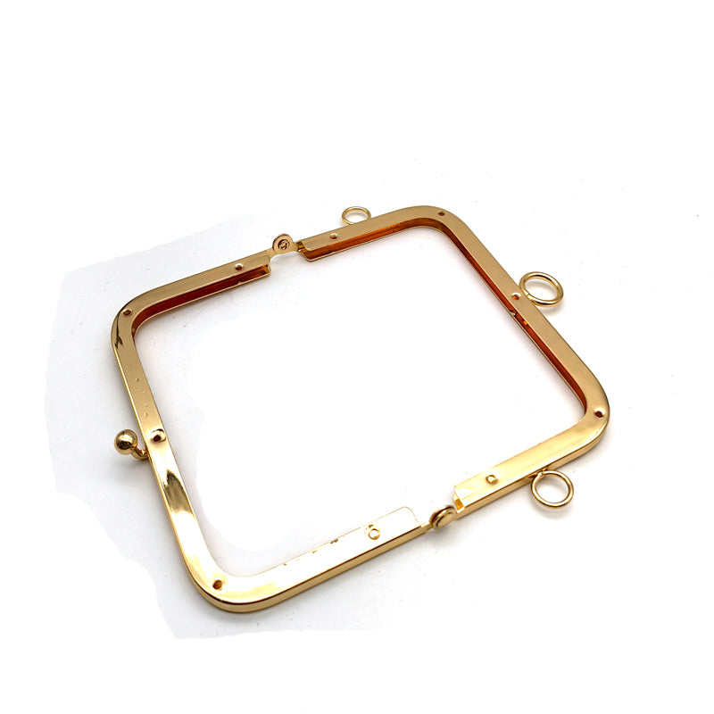 Simple design round ball kiss o ring clip lock light gold & silver clutch bag metal frame 13.5CM