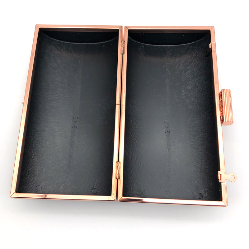 Design Rose Gold Iron Purse Clutch Bag Metal Frame Plastic Box Horizontal Pattern Rectangular Shape Head