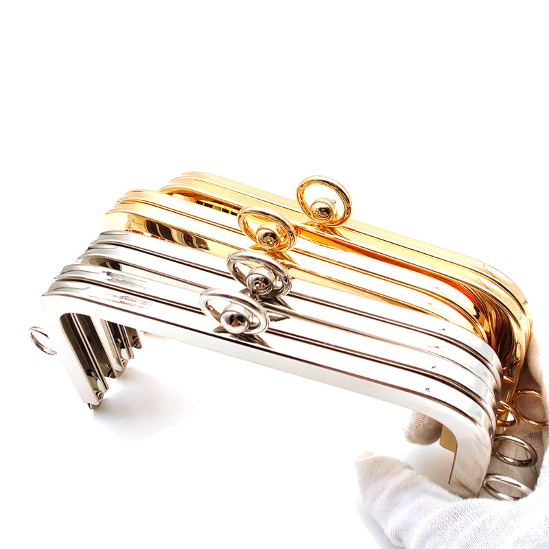 Simple design round ball kiss o ring clip lock light gold & silver clutch bag metal frame 13.5CM