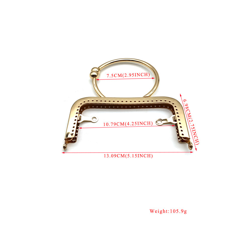 Unique design round shape ball kiss lock handle light gold & anti brass purse bag frame with holes 13CM